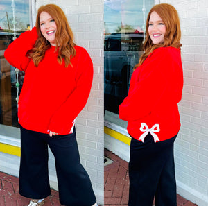 Red Sweatshirt with White Bows